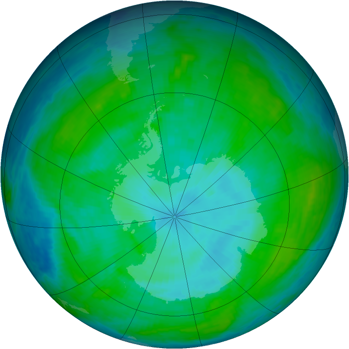 Antarctic ozone map for 25 January 1987